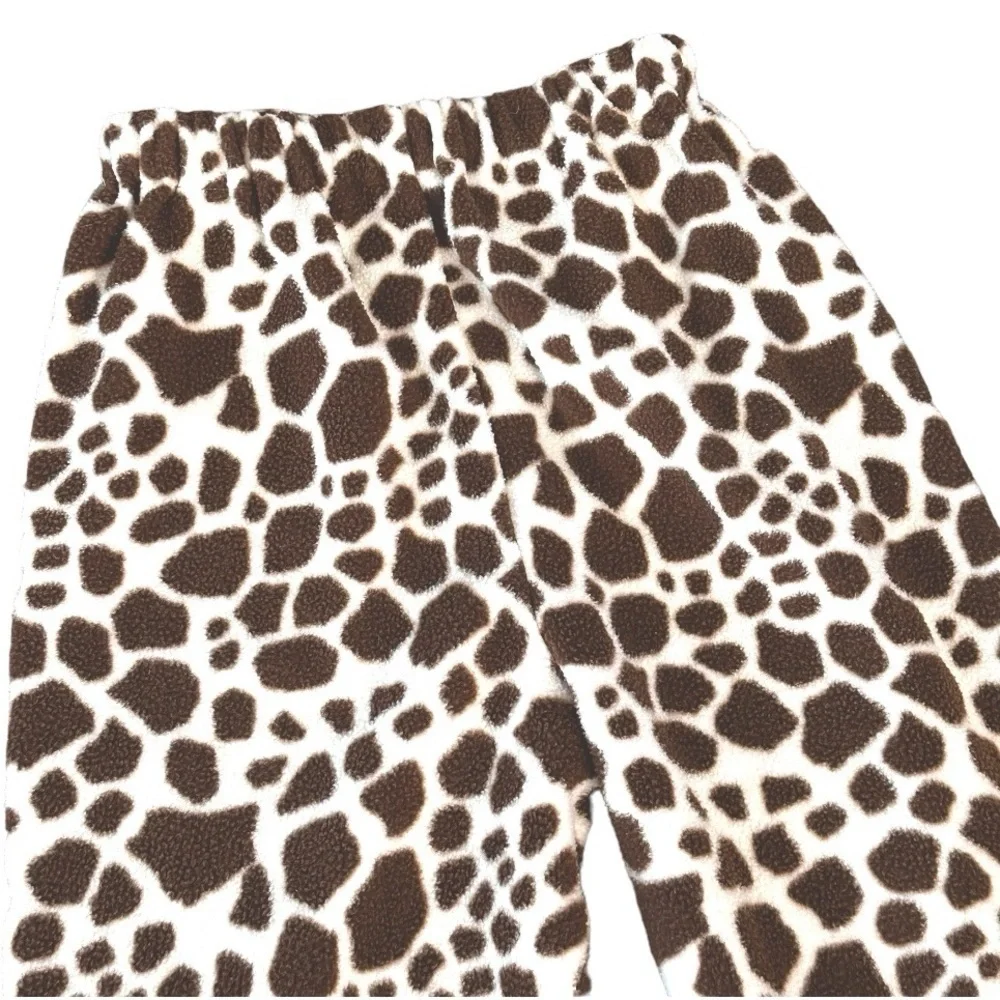 Giraffe Animal Print Girls Fleece Pajama Pants 7